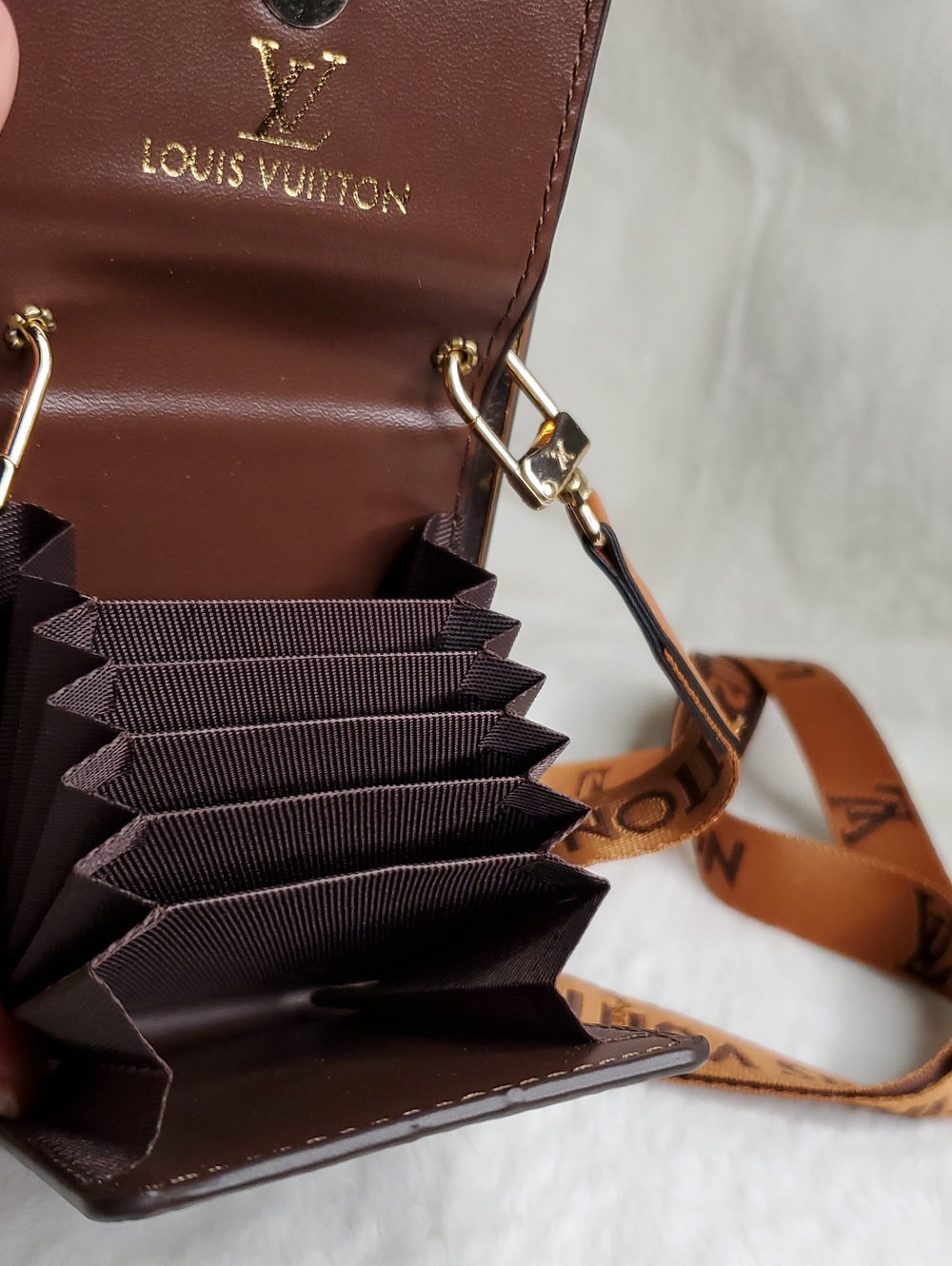 Lv 14 PRO MAX Monogram Brown Phone Crossbody with Branded Strap - Picture 6 of 8
